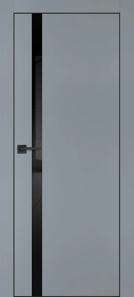 Фото Межкомнатная дверь PX-8  черная кромка с 4-х ст. Серый матовый