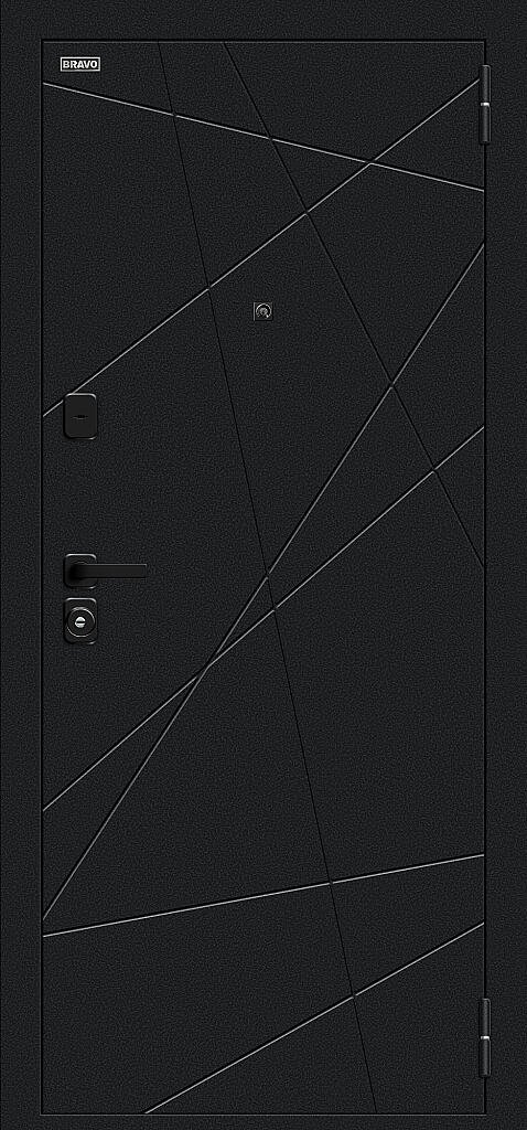 Входная дверь Граффити-5/SBlack Букле черное/Snow Art BR6188 внешняя сторона